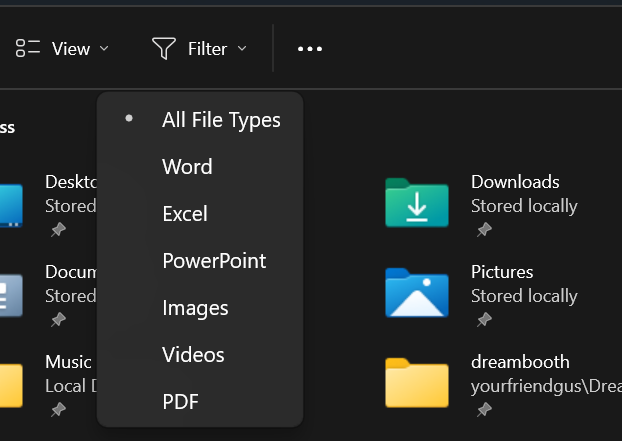 nothing useful here either, why can't you filter a specific extension?